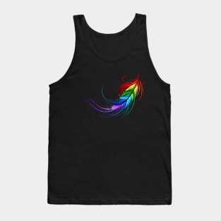 Rainbow feather on black background Tank Top